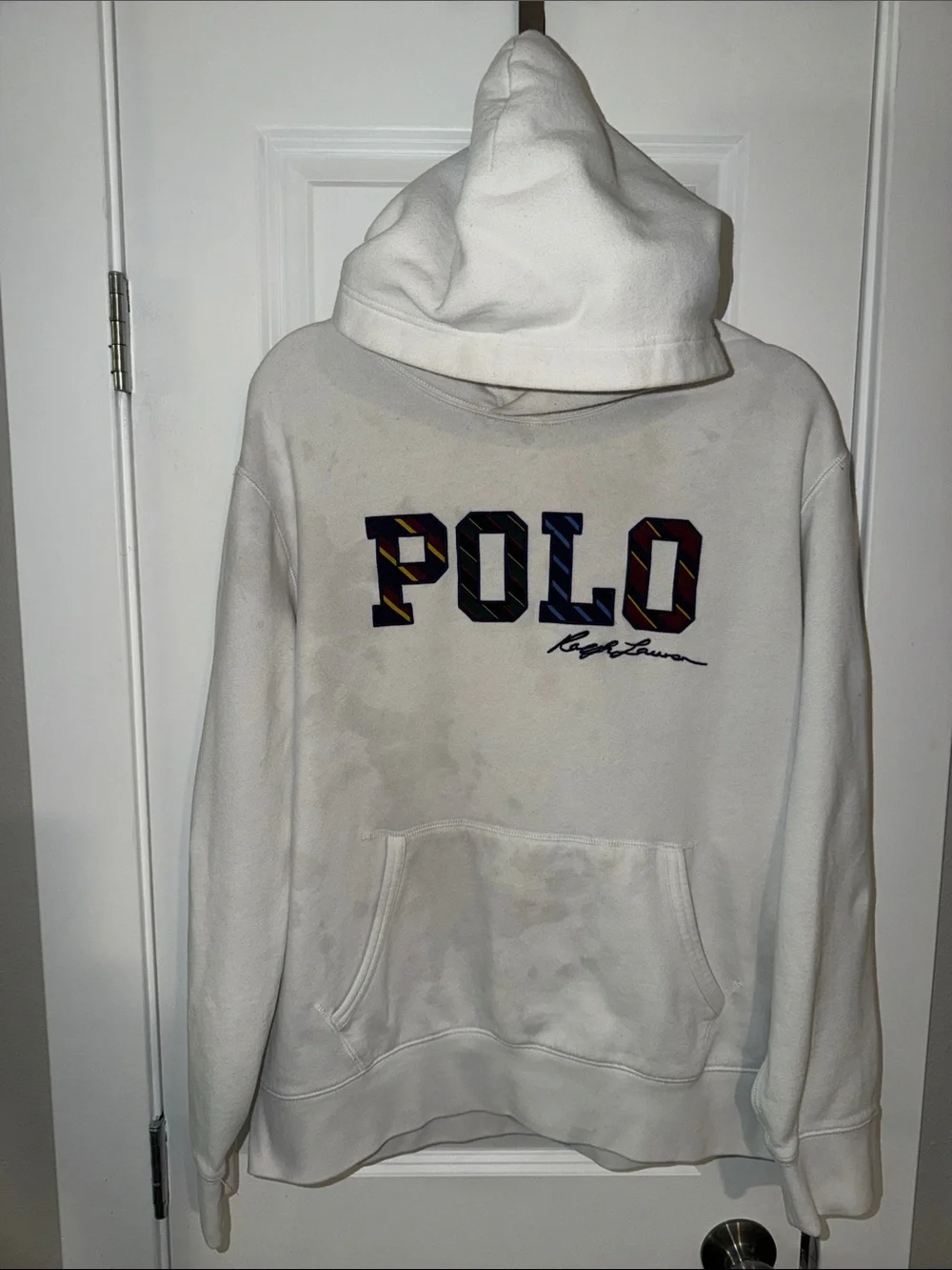 Polo by Ralph Lauren White Hoodie with Multicolor POLO Logo
